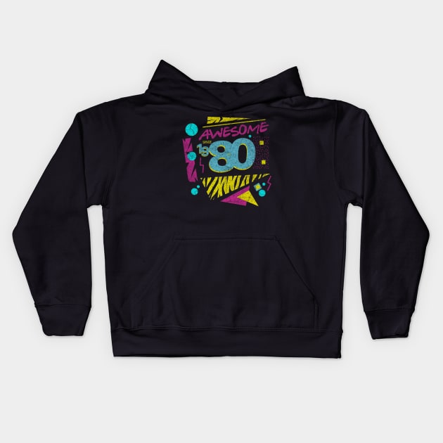 Awesome Since 1980-80’s Birthday Celebration, 41st Birthday Kids Hoodie by ysmnlettering